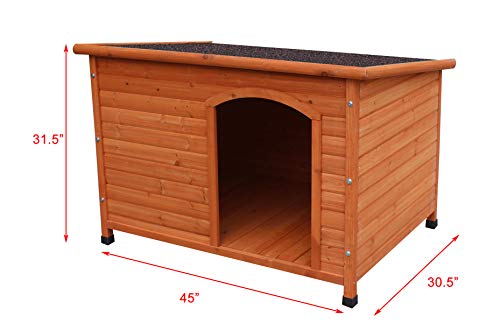 HiCaptain Waterproof Solid Cedar Pet House Deluxe Dog Kennel Universal Fits for Small Medium Large Animals (L:45 x 30.5 x 31.5 Inch, Brown)
