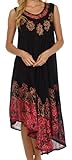 Sakkas 40SE Sundari Caftan Tank Dress / Cover Up - Black / Pink - One Size