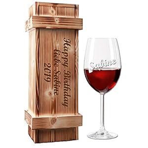 Rotweinglas (Leonardo) mit Holzkiste im Geschenk-Set – mit kostenloser Gravur – besondere Geburtstagsgeschenke…