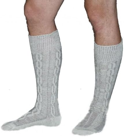 Long Embroidered German Lederhosen Wool Socks Cream