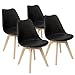 Furmax Mid Century Modern DSW Dining Chair Upholstered Side Chair with Beech Wood Legs and Soft Padded Shell Tulip Chair for Dining Room Living Room Bedroom Kitchen Set of 4 (Black)