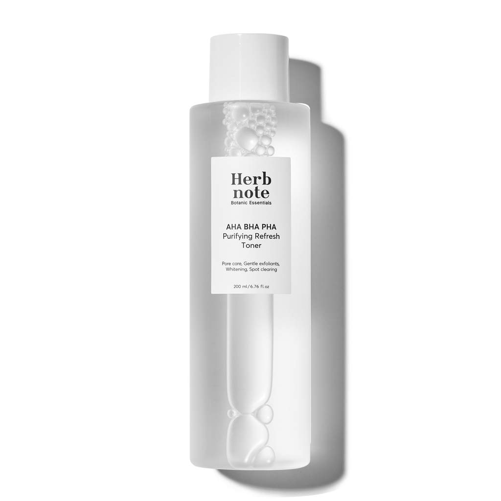 HERBNOTE AHA BHA PHA Purifying Refresh Toner 200ml (6.76 fl.oz.) - pH5.6 Anti-Acne Exfoliation Facial Astringent, Natural Herb Ingredients, No Alcohol, for Sensitive Acne Prone & Oily Skin