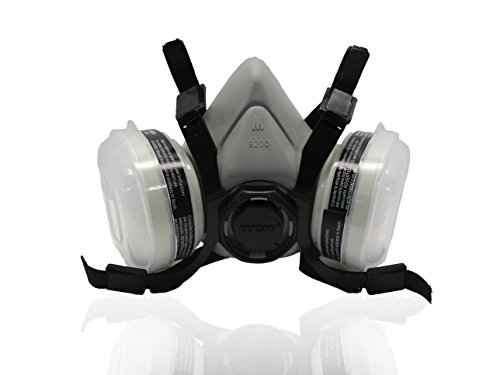 Half Mask Respirator NIOSH Approved Facepiece, Includes Organic Vapor Cartridges & Particulate Filters (Plus Bonus) Medium & Large Reusable Respirator Mask offers Respiratory Protection