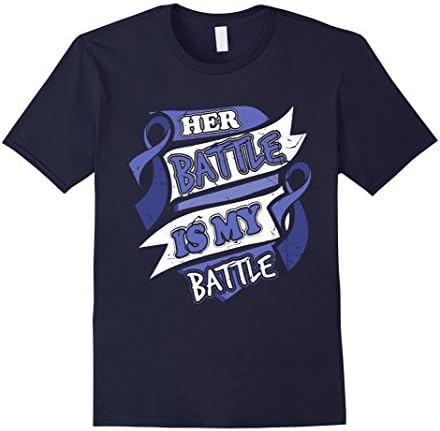 Mens Her Battle is my Battle Colon Cancer Awareness T-Shirt 3XL Navy