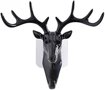 Lidahaotin Small Plastic Wall Rack for Living Room Hat Bag Key Jewelry Rack Deer Head Decor Hook Organizer Black