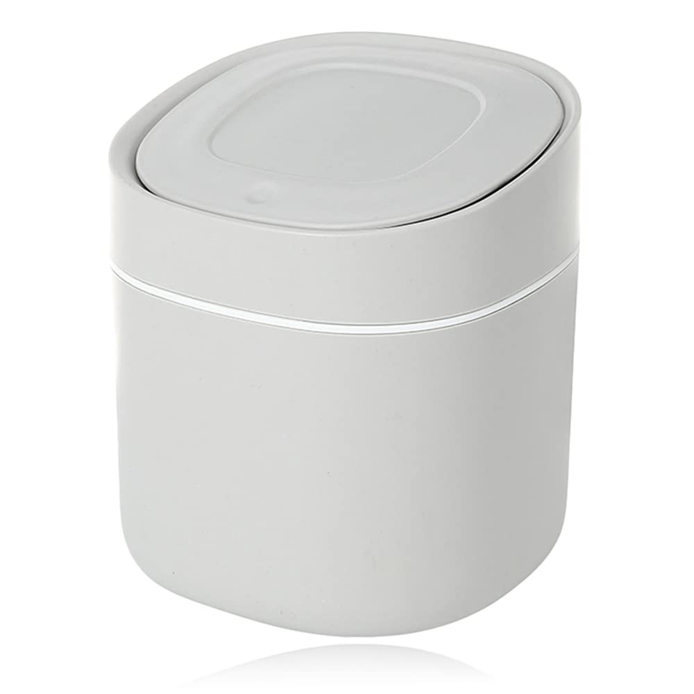 ACONDE Table Trash Can, Desktop Trash Can with Lid, Mini Cosmetic Bin, Used for Bathroom, Kitchen, Office, Portable Lid Removable, Grey