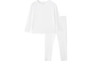 BambooBud Thermal Underwear for Kids Girls Thermals Flexible Fit Top and Bottom Pajama Set Girl Long Johns Base Layer