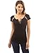 PattyBoutik Women's Cap Sleeve Strip Trim Henley Blouse