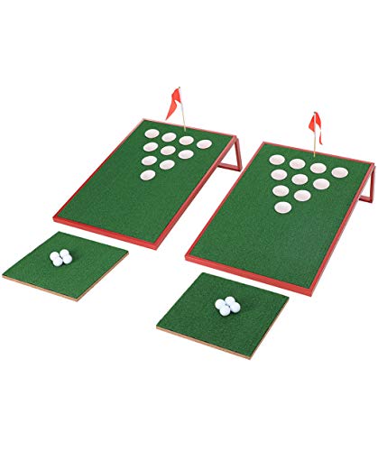 SPRAWL Golf Pong Cornhole Set Exciting Golf Chipping Game Beer Pong Chip Shot Game for Tailgate Beach Backyard Man Cave