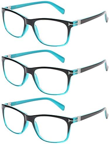Kerecsen 3 Pack Fashion Reading  Glasses  for Men and Women Quality Spring Hinges Colorful Readers
