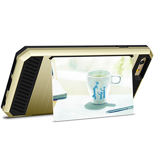 iPhone 6 Case, TILL(TM) Impact Resistant Protective Shell iPhone 6S Wallet Cover Shockproof Rubber Bumper Case Anti-scratches Hard Cover Skin with Card Slot Holder for iPhone 6 6S 4.7 inch-Gold