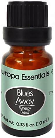 Europa Essentials All Natural Blues Away Mood Lifting Synergy Essential Oil Blend - 100% Pure Therapeutic Grade, Aromatherapy Blend with Ylang Ylang, Wild Orange and Peppermint, 10ml