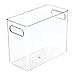 mDesign Tall Modern Stackable Plastic Storage Organizer Bin Basket with Handles for Bathroom Vanity Organization - Shelf, Cubby, Cabinet, or Closet Organizing Decor - Ligne Collection - 4 Pack - Clear
