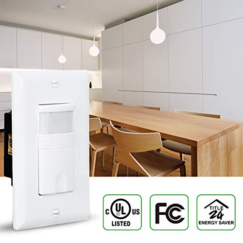 ECOELER PIR Motion Sensor Light Switch, Adjustable Timer Occupancy Sensor switch, UL, FCC approved