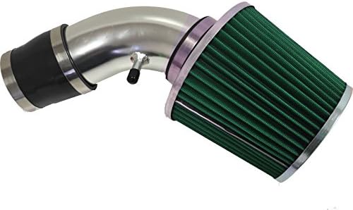 Performance Air Intake Filter Kit System works with 2001 2002 2003 BMW E39 525i 528i 530i Inline6 I6 Engine (Black Accessories with Green Filter)