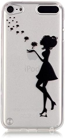 CaseHome Compatible For Silicone Gel TPU iPod Touch 5/6 Case [with Free Screen Protector] Slim Crystal Clear Bumper Rubber Full Body Protective Cover Skin Shell-Dandelions Girl