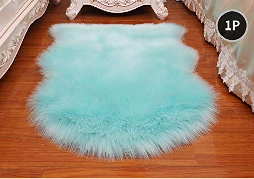 HUAHOO Faux Fur Sheepskin Rug Tiffany Blue Kids Carpet Soft Faux Sheepskin Chair Cover Home Décor Accent for a Kid's Room,Childrens Bedroom, Nursery, Living Room or Bath. 2' x 3'