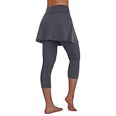ANIVIVO Women Tennis Skirted Leggings with Pockets, Capris Yoga Leggings with Skirts&Tennis Pickleball Clothing