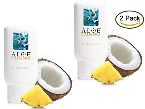 Aloe Cadabra Organic Personal Lubricant & All Natural Vaginal Moisturizer, Best Flavored Lube Oral Gel, Pina Colada, 2.5 Ounce (Pack of 2)