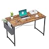 Cubiker Computer Desk 40 inch Home Office Writing Study Desk, Modern Simple Style Laptop Table with Storage Bag, Brown