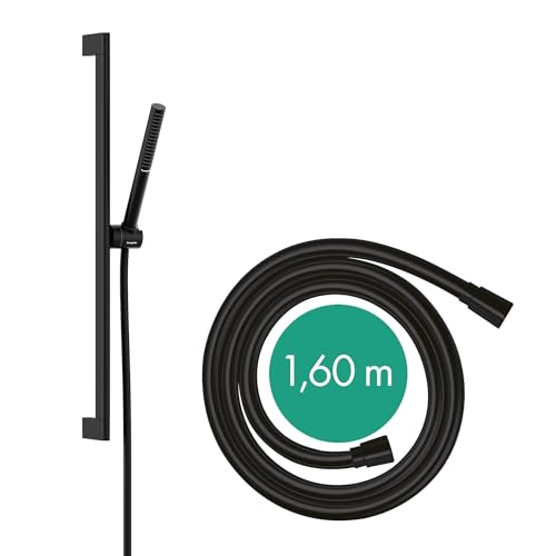 hansgrohe Pulsify S - Set doccetta per doccia con doccino a risparmio idrico (EcoSmart+, PowderRain), tubo flessibile (1,60 m) e asta doccia (0,65 m), nero opaco, 24373670