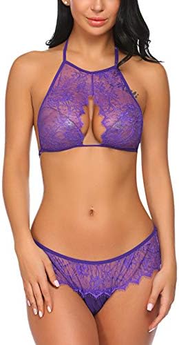 recent Women Lace Lingerie Sexy Halter Bra Set Mini Nightwear