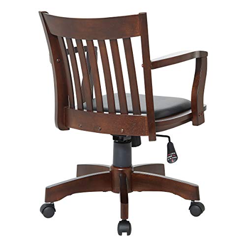 OSP Home Furnishings Deluxe Wood Banker's Desk Chair with Padded Seat