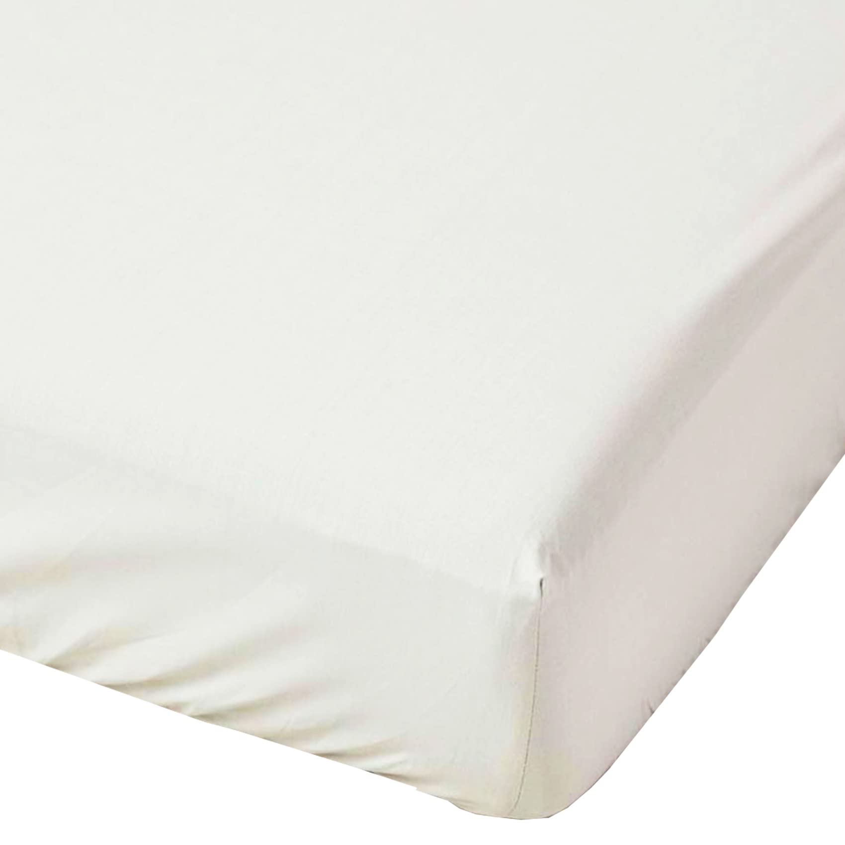 Brit Cotton 100% Poly Cotton 4FT Fitted Sheet 25 CM/ 10 Bed Sheets Mattress Sheet Cream Small Double(CREAM,4FT/25 CM)