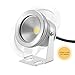 LemonBest® 10w 12v Silver LED Underwater Flood Light IP67 Water-Resistant Landscape Fountain Lamp (Warm White)