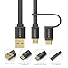 AIFFECT 3 Pack 3.3Ft Type C 2 in 1 Cable Micro USB Cord - Black