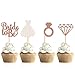 Donoter 48 Pcs Glitter Bride to be Cupcake Toppers Diamond Ring Wedding Dress Cupcake Picks for Wedding Engagement Bridal Shower Party Decorations