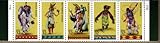 AMERICAN INDIAN DANCES ~ BUTTERFLY DANCE ~ FANCY DANCE ~ RAVEN DANCE ~ HOOP DANCE ~ TRADITIONAL DANCE #3076a Strip of 5 x 32 US Postage Stamps
