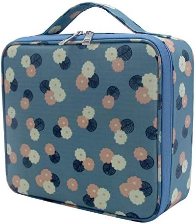 Travel Makeup Case, Cosmetic Bag, Brushes Organizer With Adjustable Compartment Make Up Holder, Professional Beauty Artist Storage Kit (pattern-blue)
