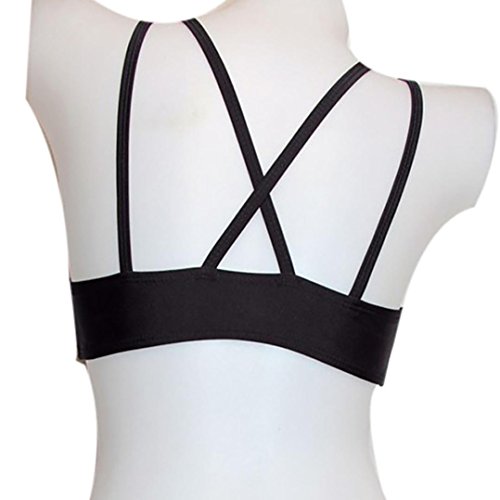 WM & MW Clearance Bikini Bra, Women Bikini Top Soild Cross Bandage Push-up Padded Swim Top Swimwear Beachwear (XL, Black) - Thumbnail 5