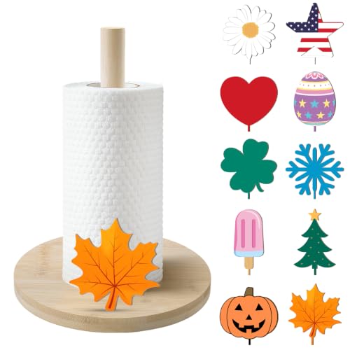 Bamboo Paper Towel Holder with Holiday Signs