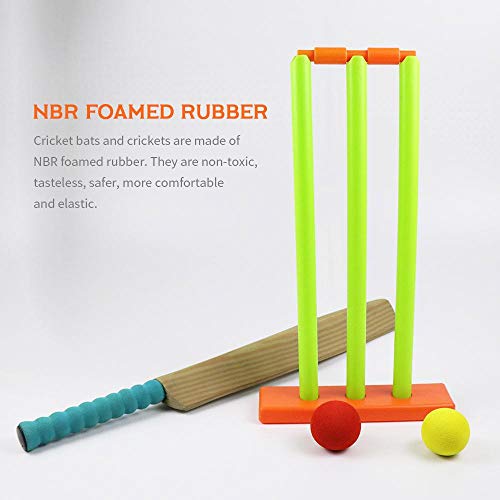 Hamkaw Kids Cricket Set, Cricket Stumps Spring Base,Backyard Cricket