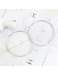 Aretes de plata esterlina 925 chapados en oro blanco de 18 quilates, aros redondeados y pulidos, vienen en caja de regalo, para mujeres