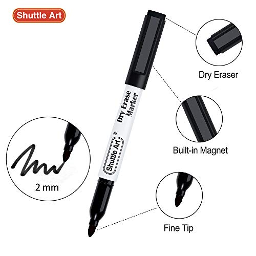 Shuttle Art Dry Erase Markers, 15 Pack Black Whiteboard