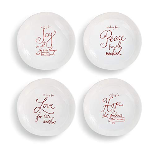 Holiday Wishes Winter White 7 x 7 Ceramic Stoneware Christmas Plates
Set of 4