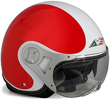 AVE A-15 Valiant Italy Open Face Motorcycle Helmet with Shield (Red, Large)