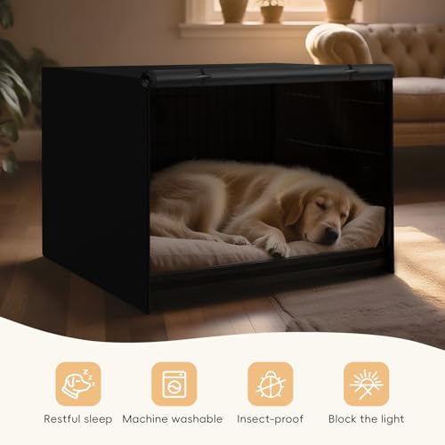 Iubyceh 30 Inch Heavy Duty Dog Crate Cover, Waterproof Oxford Fabric Pet Cage Cover, Universal Fit Wire Kennel with Ventilation Window for Indoor Outdoor Use, Black