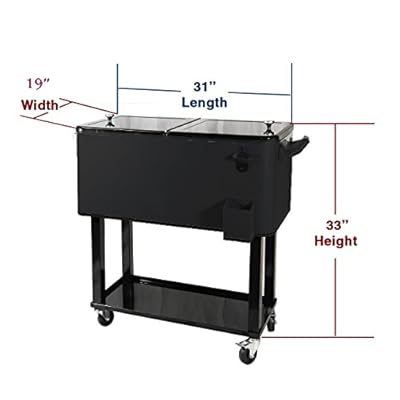 General 80-quart Portable Rolling Ice Chest Cooler Cart Patio Party Drink Ice