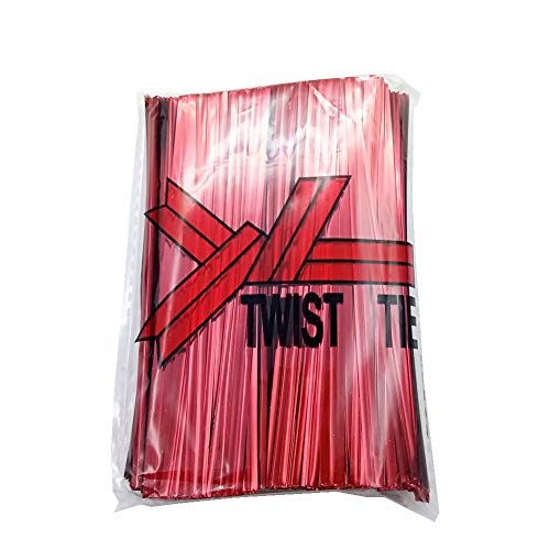 H-Laner 600Pcs 4Inches Metallic Twist Ties – Red