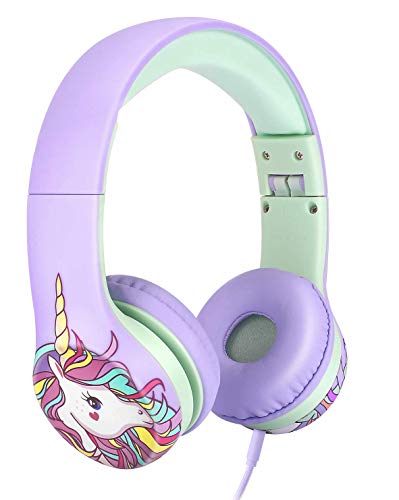 Nenos Kids Headphones Children’s Headphones for Kids Toddler Headphones Limited Volume Unicorn (Lavender Unicorn)