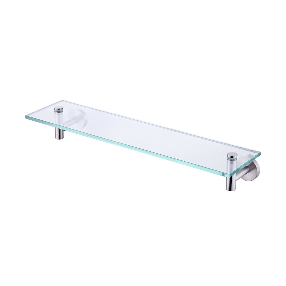 KES 20-Inch Glass Shelf Bathroom Storage Organizer Shelf with 8 MM-Thick Tempered Glass and Brushed Nickel Rustproof Metal Bracket Wall Mount Rectangular, A2021-2