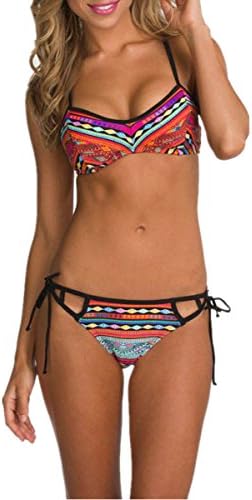 Denmer Women Bikini Set Halter Raceback Swimwear Push Up Padded Bra Swimsuit Beachwear