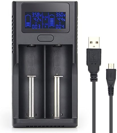 ANOTEK Lithium-ion Battery 18650 Charger with LCD Display and Smart IC