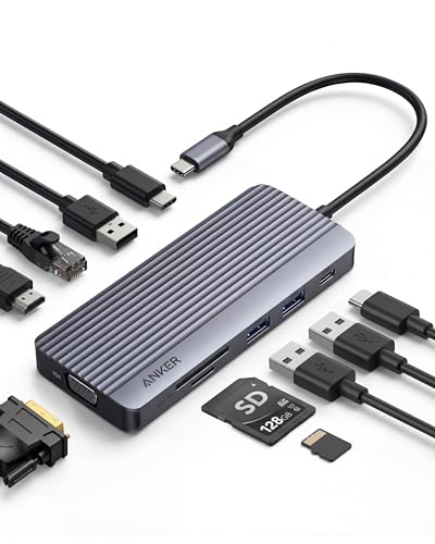 Anker Dual-Display USB-C Hub (10-in-1), 4K@30Hz HDMI Display mit 85W Max Power Delivery, 5 Gbit/s USB-C und USB-A Datenports, Für MacBook, Lenovo, Del