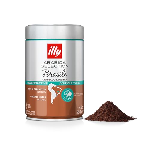 , Cafè Moulu pour Espresso Torréfié Arabica Selection Brésil Cerrado Mineiro, 100% Arabica avec des Notes de Caramel et de Fruits Secs, Goût Prononcé, Paquet de 6 Boîtes (6 x 250g)