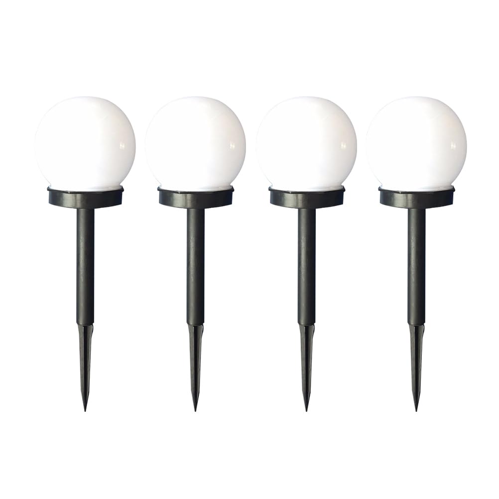 Uonlytech 4Pcs Solar Garden Lights Stakes Round Globe Garden Stake Light Solar Pathway Lights for Outdoor Lawn Backyard Patio Yard Path Pathway Driveway Walkway